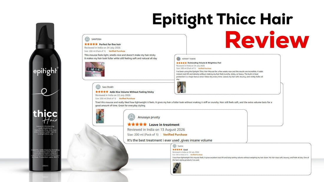 Epitight Thicc Hair video reviews showing volumizing mousse application and fuller hair results