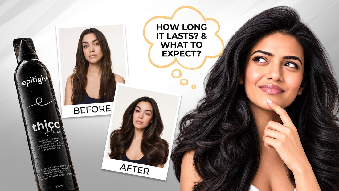 Epitight Thicc Hair before and after results on thin flat hair