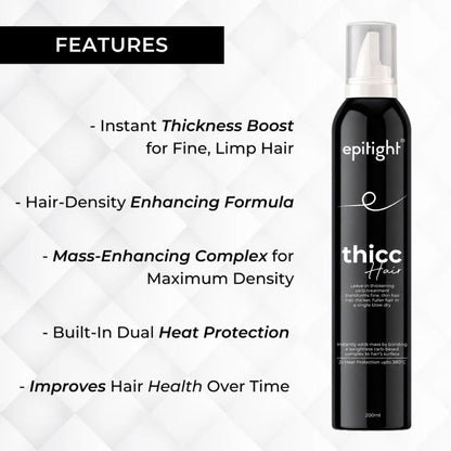 Epitight Thicc Hair Transform Scanty Hair To Thick & Fuller Hair | With 2x Heat Protection 200 ML